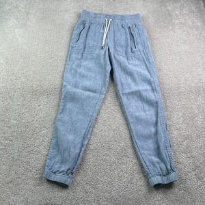 Athleta Pants Womens 0 Blue Cabo Linen Jogger Pull On Drawstring Casual Resort